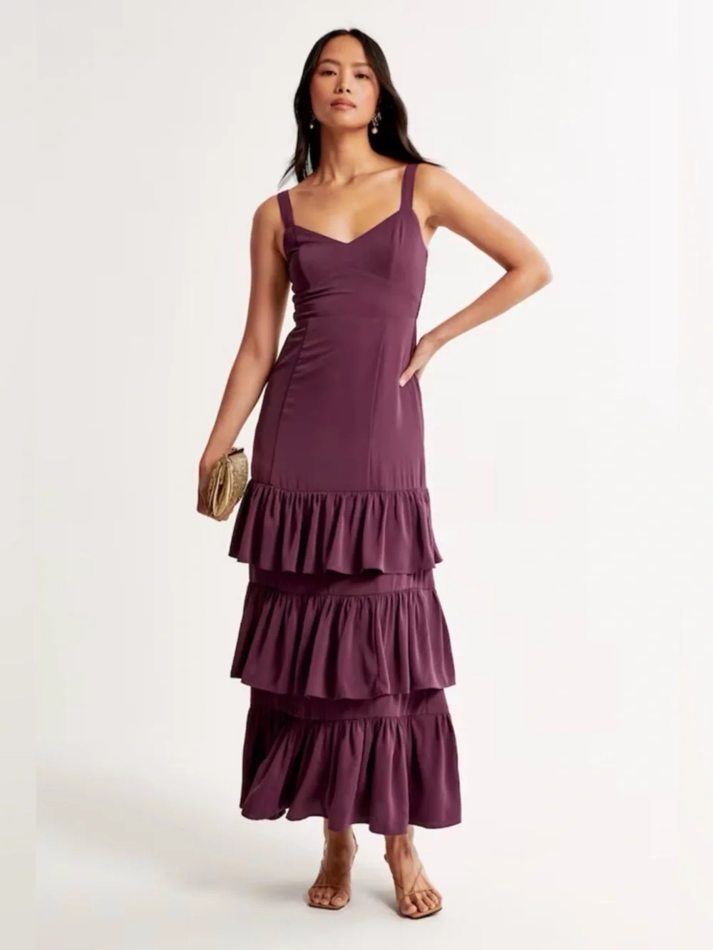 Abercrombie & Fitch Plum Tiered Maxi Dress